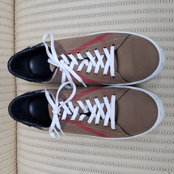 BURBERRY CHECK PLAID CANVAS SNEAKERS - Picture 3 of 7